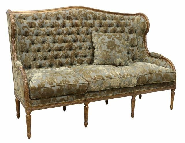 LOUIS XVI STYLE GILTWOOD WINGBACK