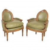 LOUIS XVI STYLE GREEN LEATHER