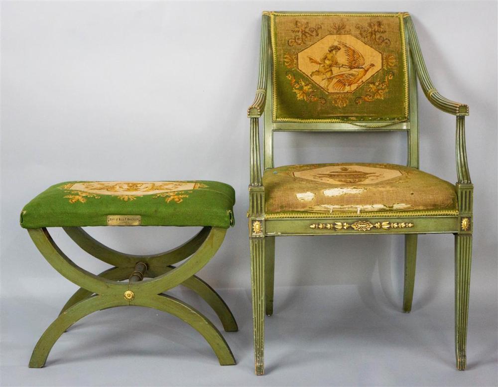 LOUIS XVI STYLE GREEN PAINTED