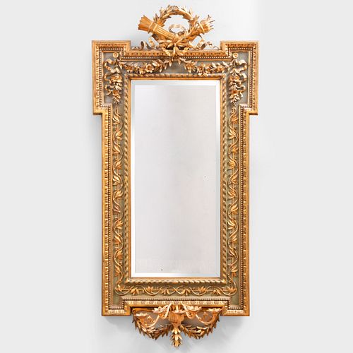 LOUIS XVI STYLE GREEN PAINTED AND
