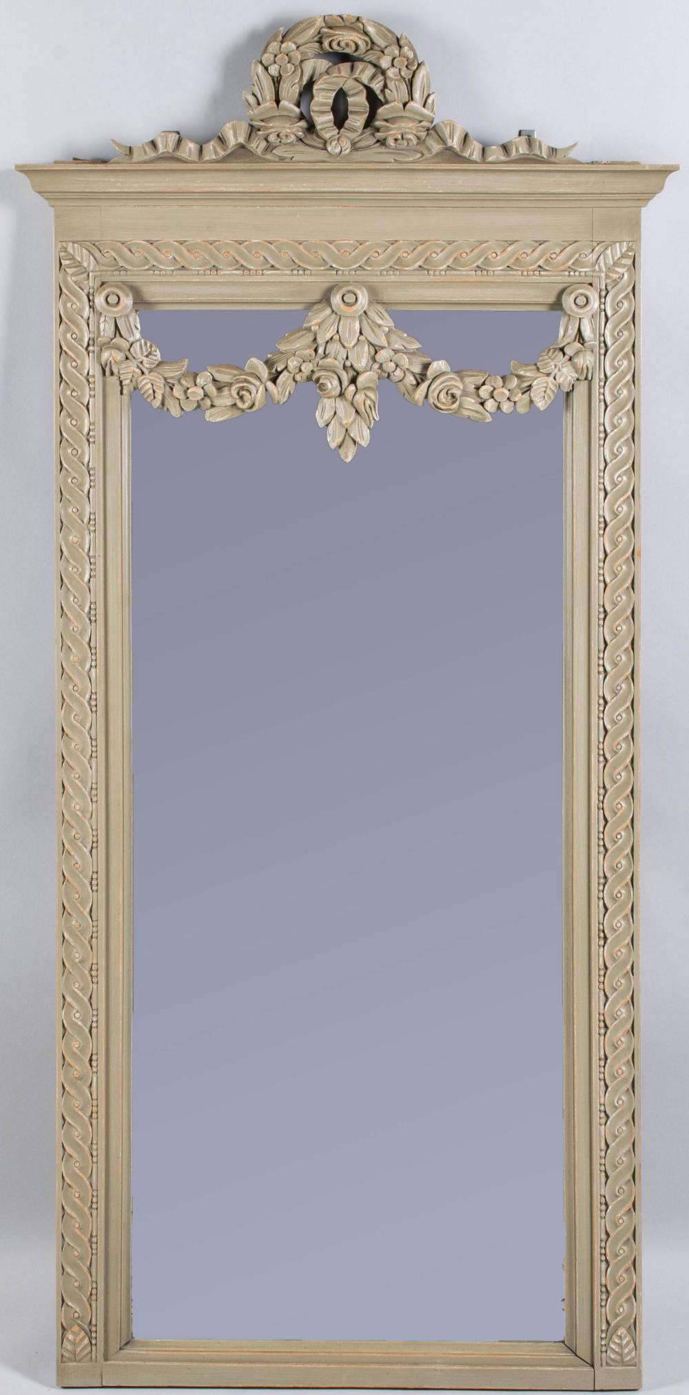 LOUIS XVI STYLE GREY PAINTED MIRROR