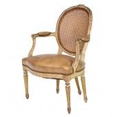 LOUIS XVI STYLE LEATHER UPHOLS