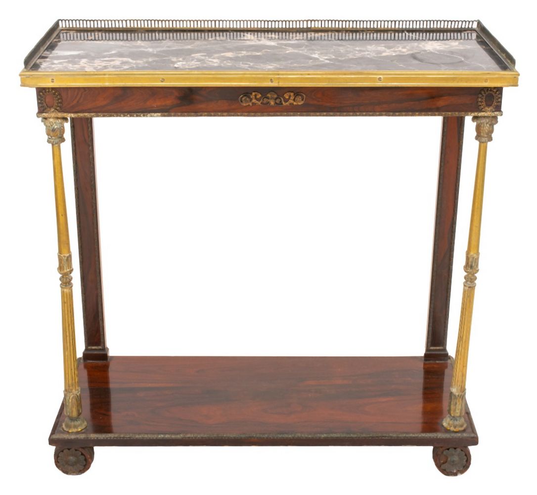 LOUIS XVI STYLE MAHOGANY & BRASS