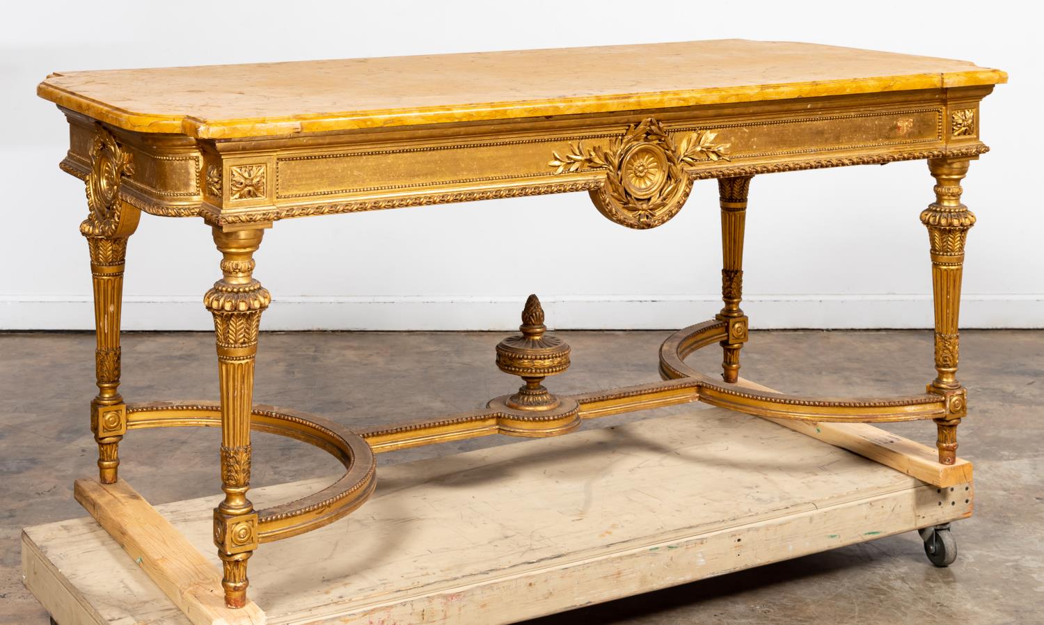 LOUIS XVI STYLE MARBLE TOP GILT