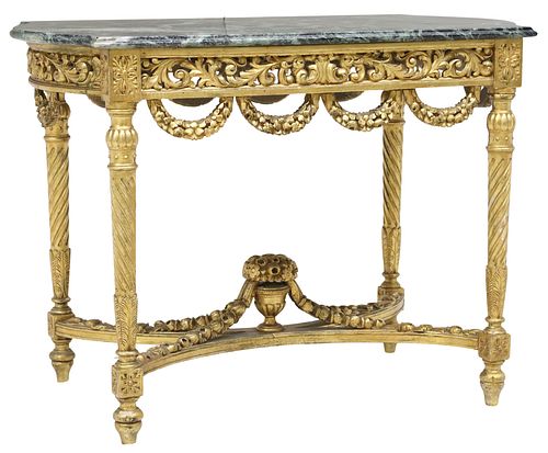 LOUIS XVI STYLE MARBLE-TOP GILT