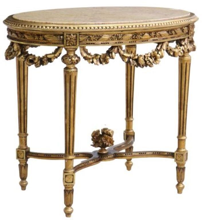 LOUIS XVI STYLE MARBLE-TOP GILTWOOD