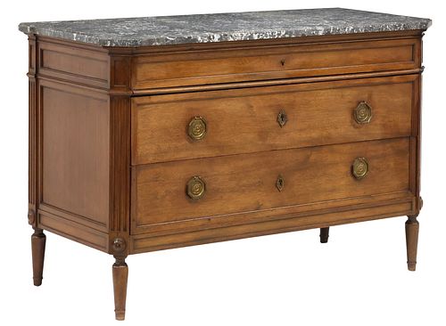 LOUIS XVI STYLE MARBLE-TOP MAHOGANY