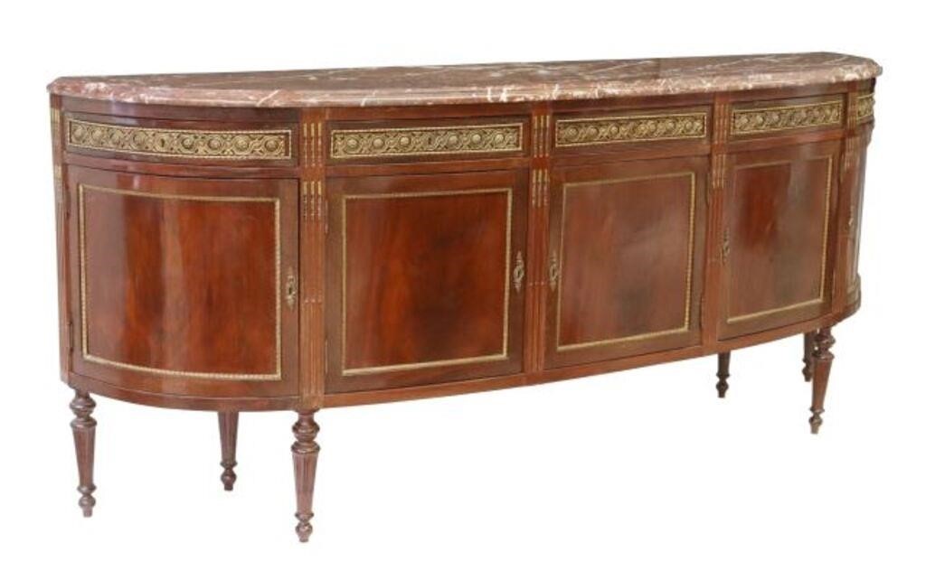 LOUIS XVI STYLE MARBLE-TOP MAHOGANY