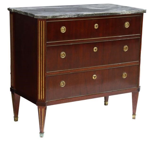 LOUIS XVI STYLE MARBLE-TOP MAHOGANY