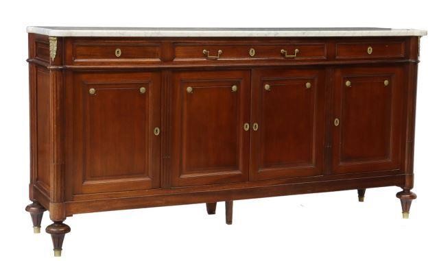 LOUIS XVI STYLE MARBLE-TOP MAHOGANY