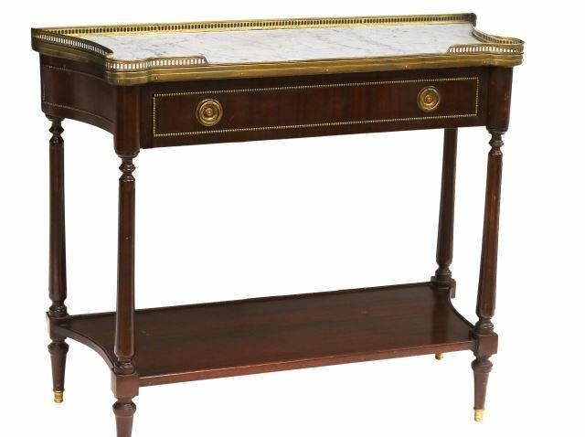 LOUIS XVI STYLE MARBLE-TOP MAHOGANY