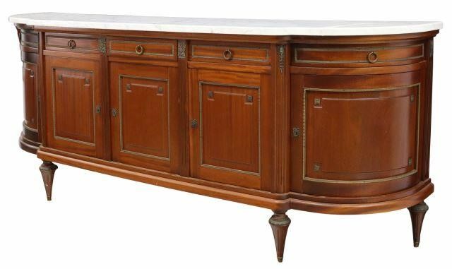 LOUIS XVI STYLE MARBLE-TOP MAHOGANY