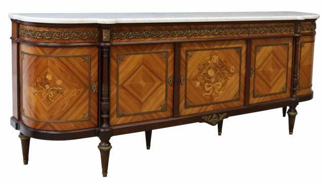 LOUIS XVI STYLE MARBLE-TOP MAHOGANY