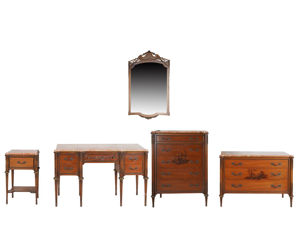 LOUIS XVI-STYLE MARBLE-TOP MAHOGANY