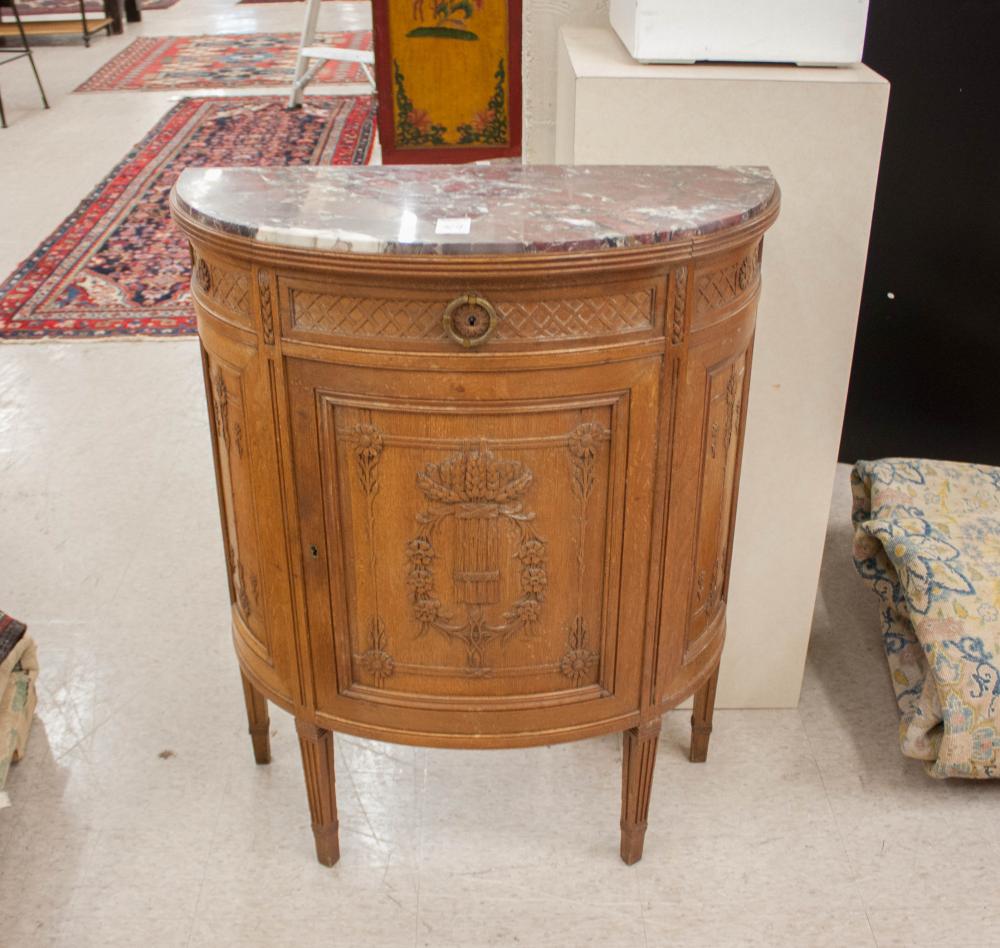 LOUIS XVI-STYLE MARBLE-TOP OAK