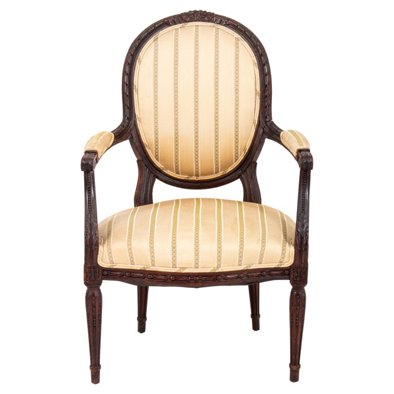 LOUIS XVI STYLE OPEN ARM CHAIR