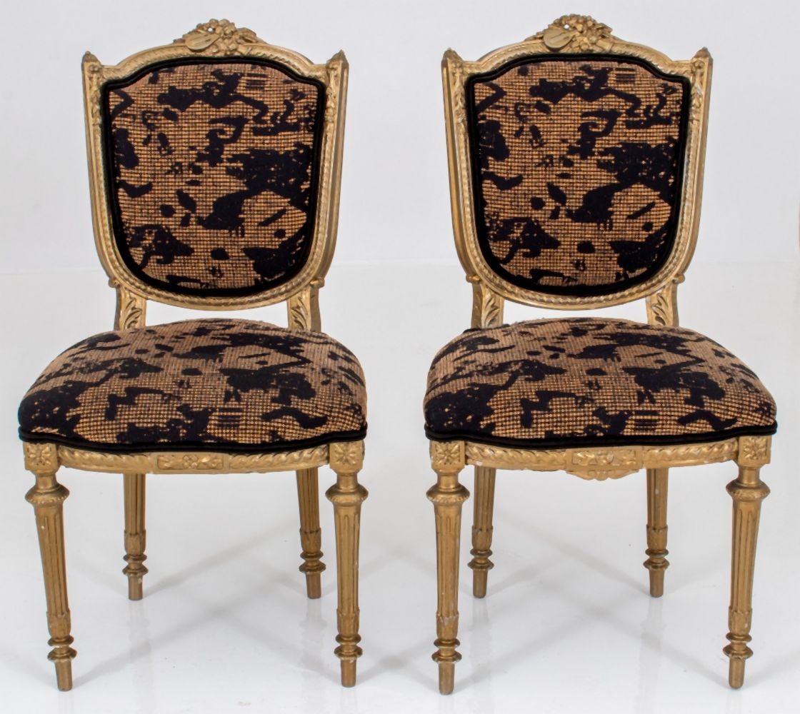LOUIS XVI STYLE SIDE CHAIRS, PAIR