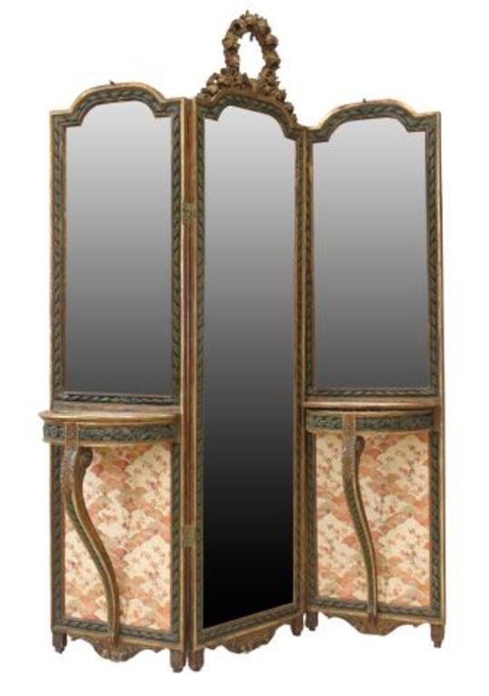 LOUIS XVI STYLE TRIFOLD MIRRORED