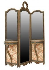 LOUIS XVI STYLE TRIFOLD MIRROR