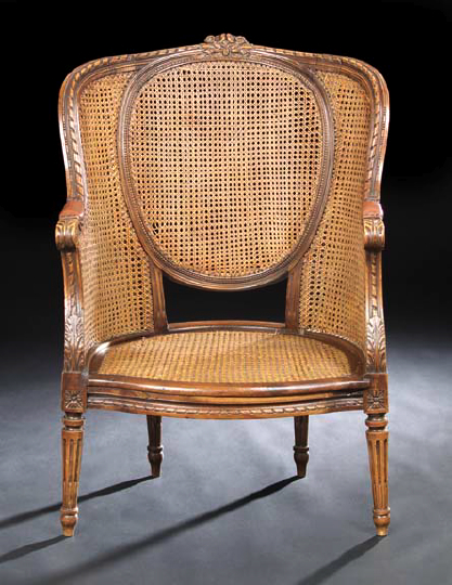 Louis XVI-Style Walnut Bergere, 