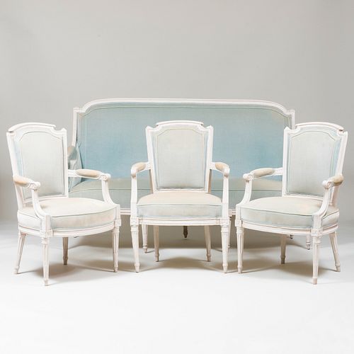 LOUIS XVI STYLE WHITE PAINTED SALON