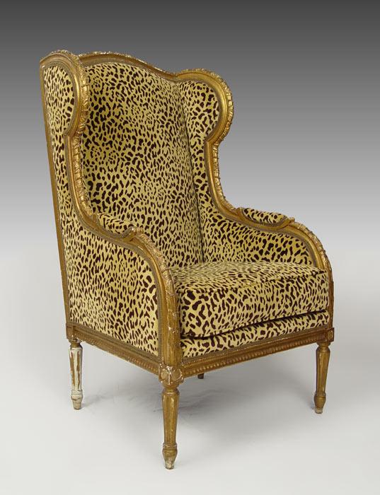 LOUIS XVI STYLE WING CHAIR:
