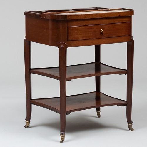 LOUIS XV/XVI MAHOGANY AND MARBLE