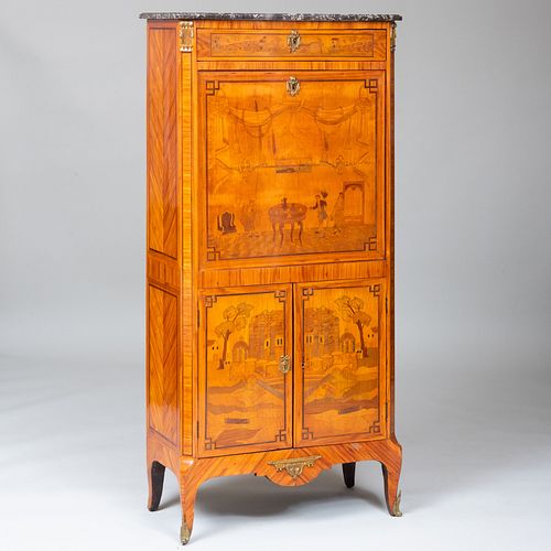 LOUIS XV/XVI TULIPWOOD AND WALNUT