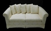 LOVE SEAT, CREAM DAMASK UPHOLS