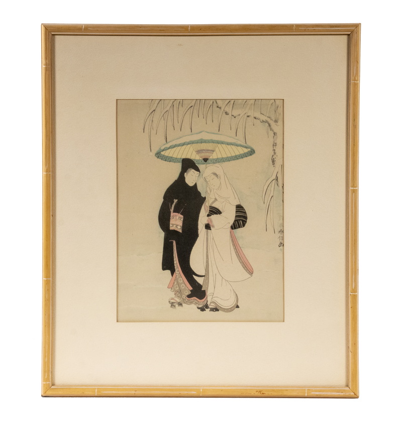 "LOVERS WALKING IN THE SNOW (CROW