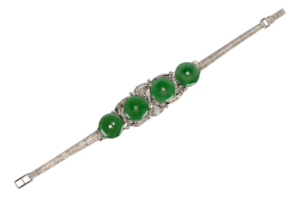 LOW KARAT WHITE GOLD & JADE