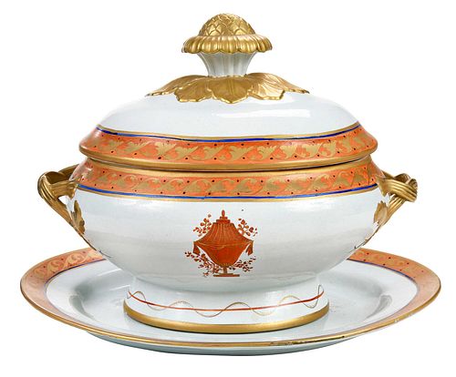 LOWESTOFT PORCELAIN TUREEN AND