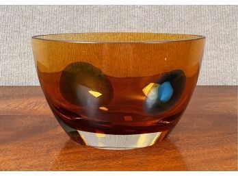 Lozenge shape Amber glass bowl with