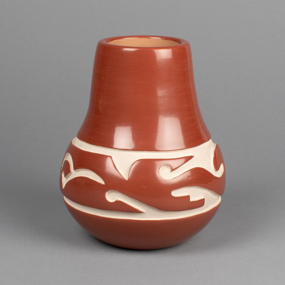 LUANN TAFOYA, REDWARE JAR WITH