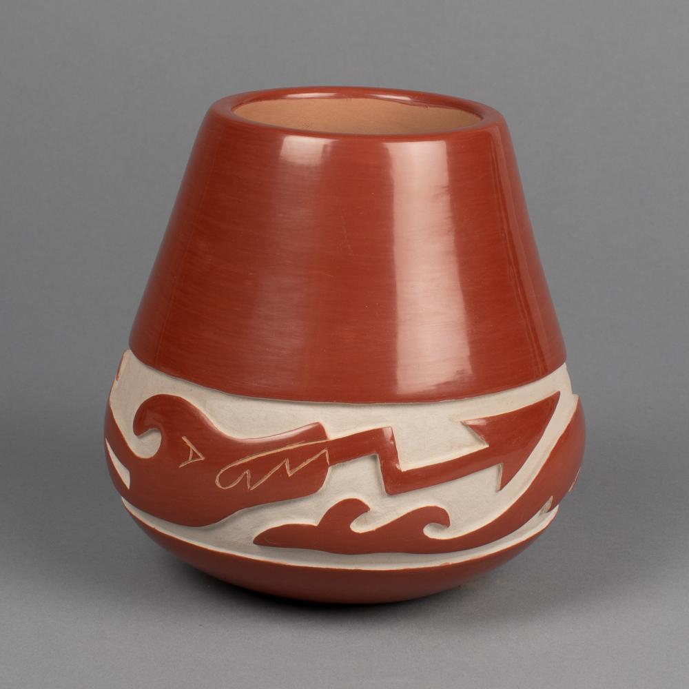 LUANN TAFOYA, REDWARE JAR WITH