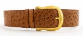 LUC BENOIT BROWN OSTRICH BELT