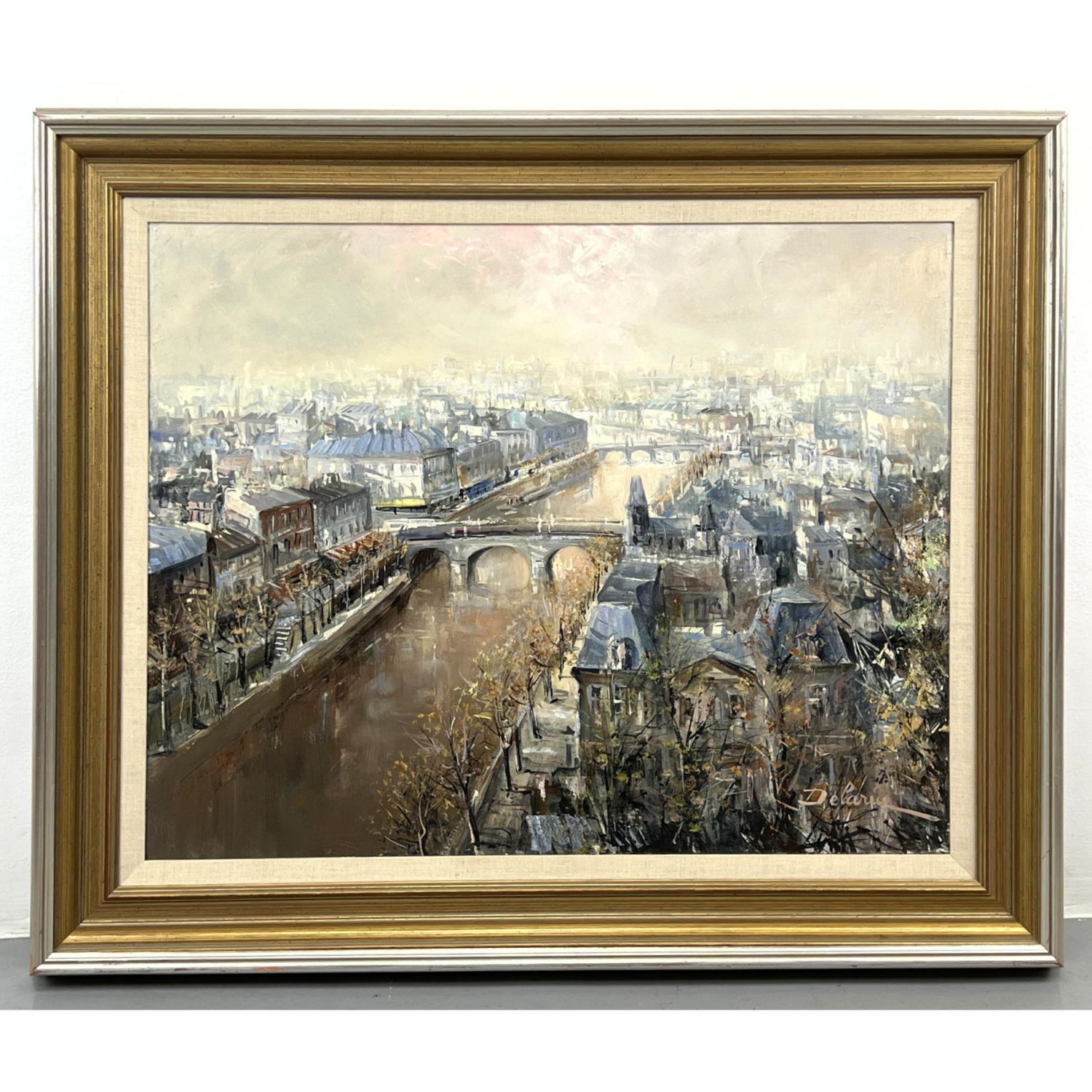 LUCIEN DELARUE Paris River Scene.