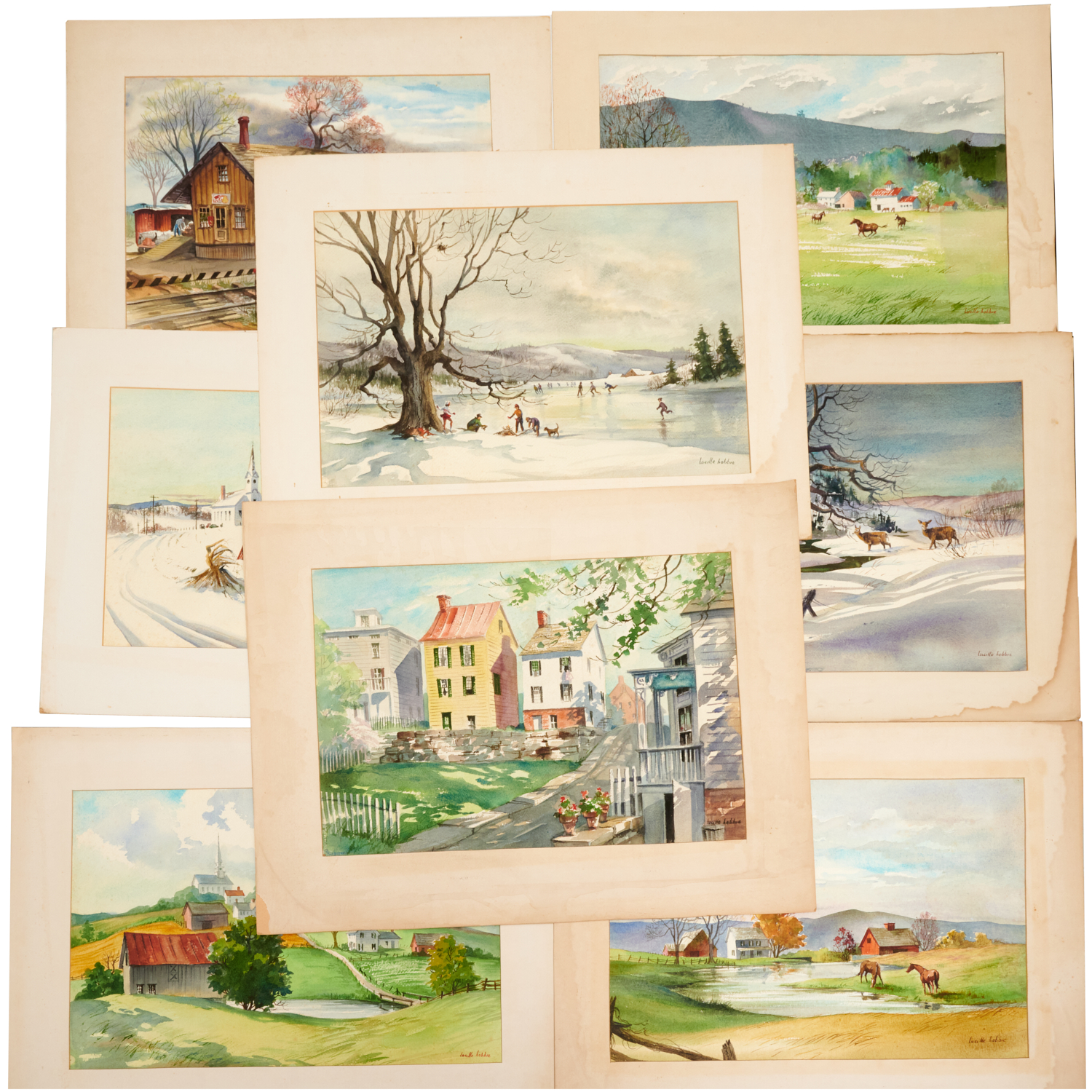 LUCILLE HOBBIE, (8) PAINTINGS