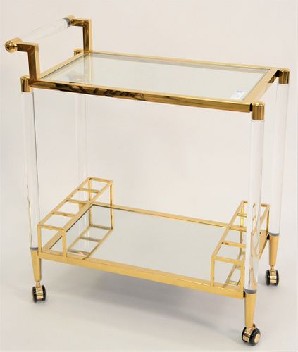 LUCITE AND BRASS BAR/SERVING