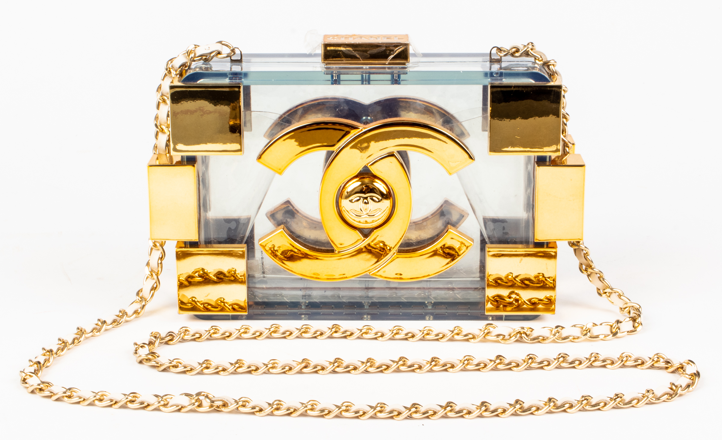 LUCITE AND GILT METAL CLUTCH