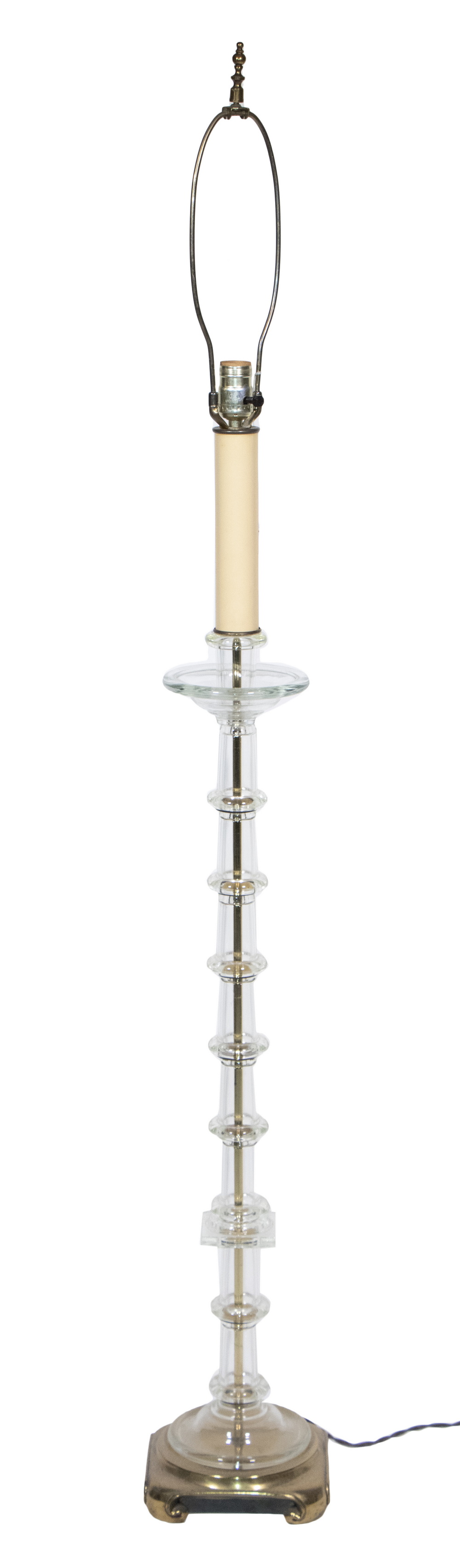 LUCITE & BRASS FLOOR LAMP Ring