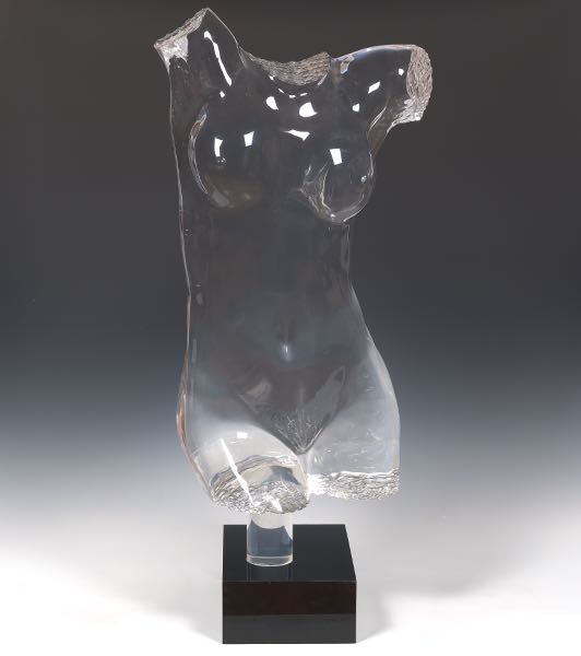 LUCITE NUDE FEMALE TORSO