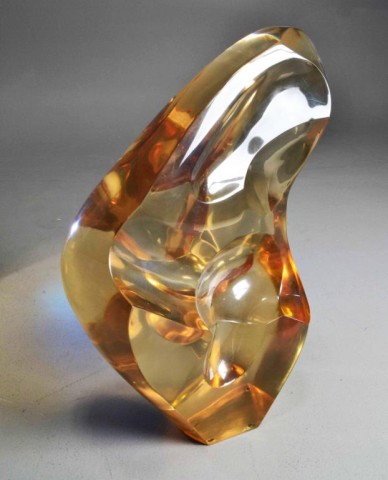 LUCITE SCULPTURE SIGNED IN STYLE OF