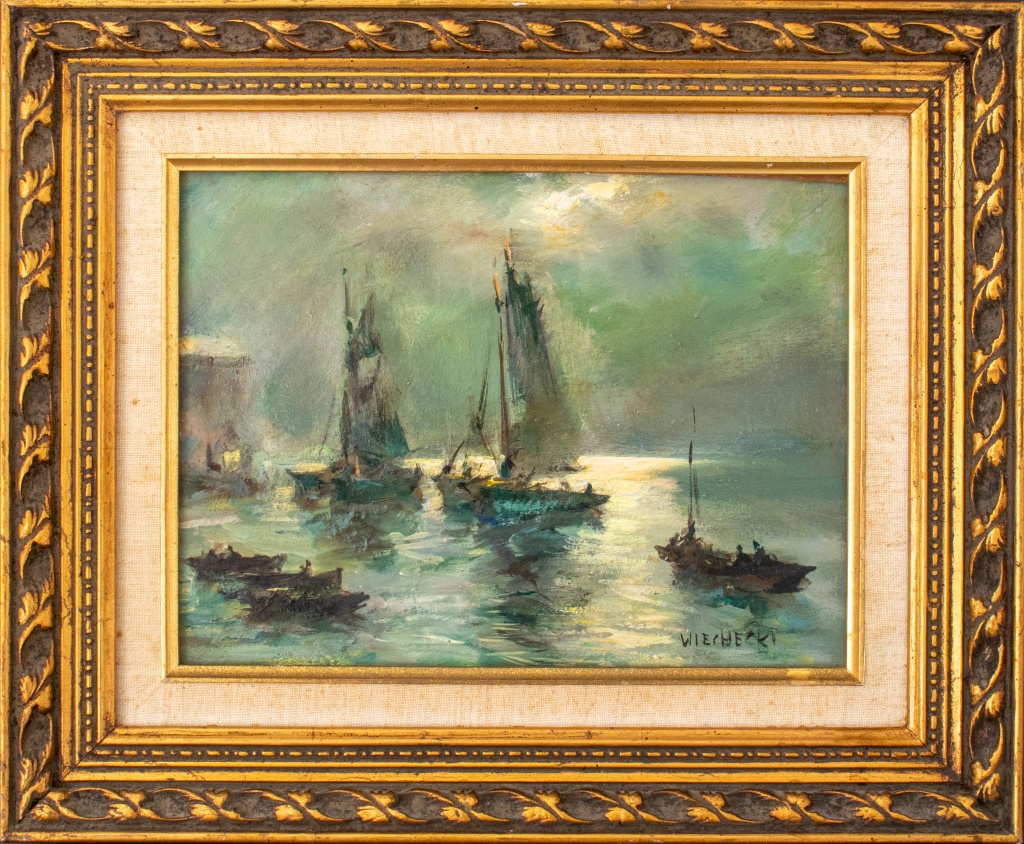 LUDWIK WIECHECKI "BOATS IN THE
