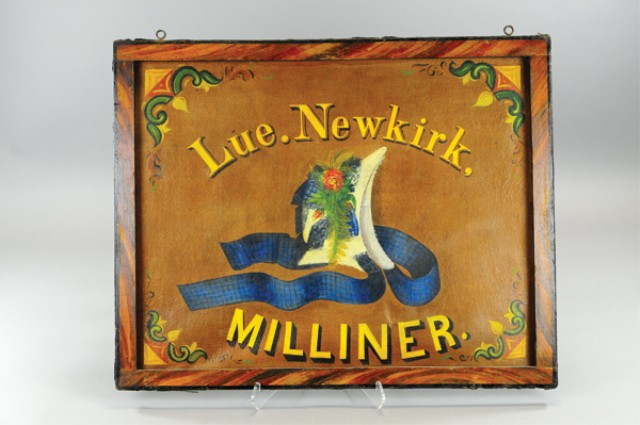 ''LUE NEWKIRK MILLINER'' SIGN c.
