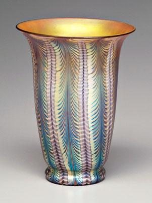 Lundberg art glass vase, rows of