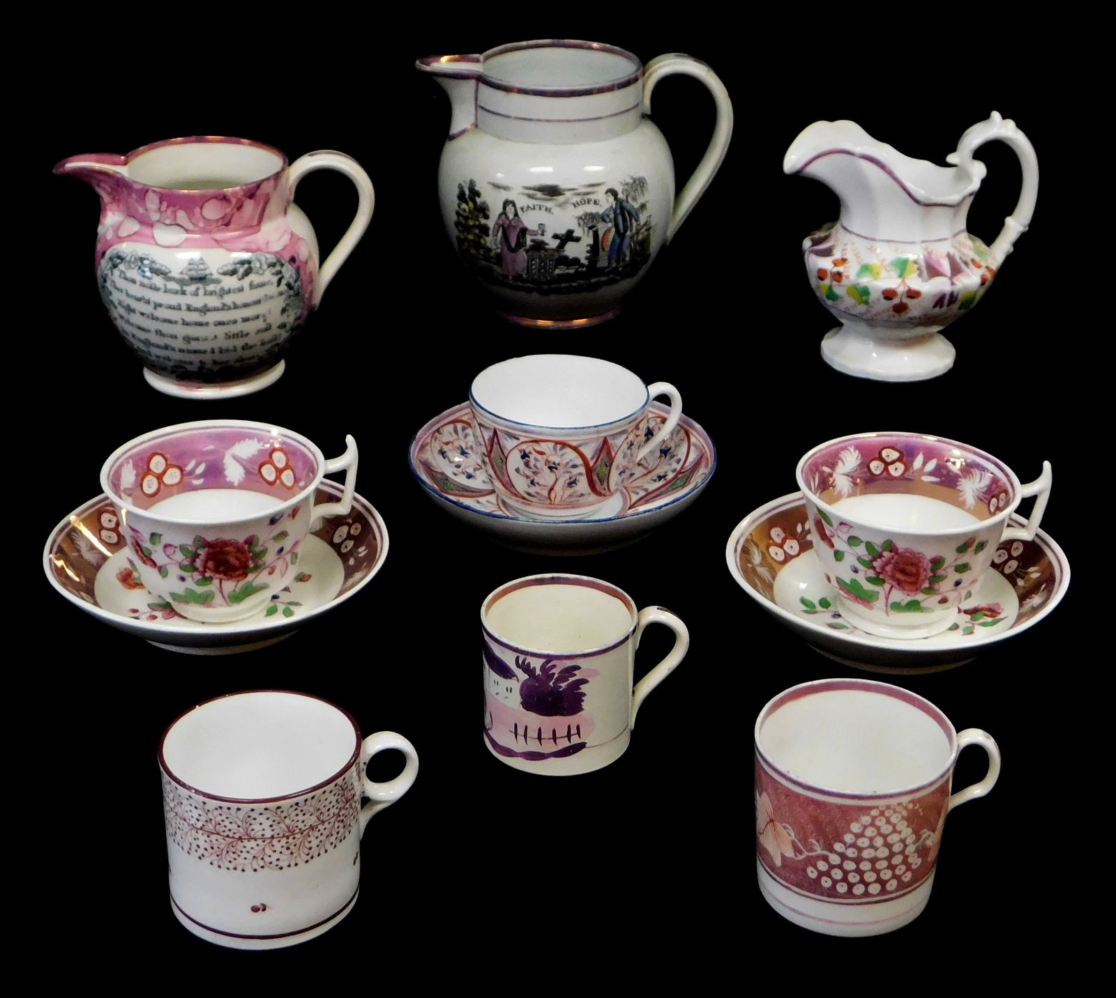 LUSTERWARE, 19TH C., TWELVE