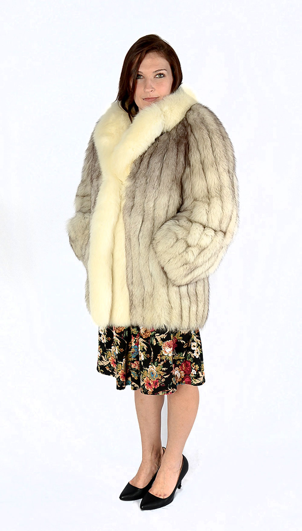 LUXURIOUS BLUE & SHADOW FOX JACKET: