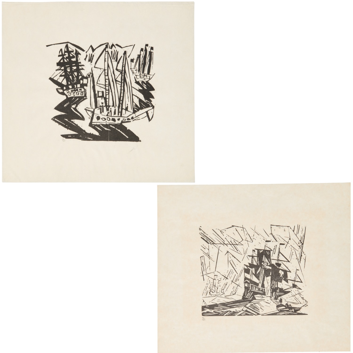 LYONEL FEININGER, (2) WOODCUTS,