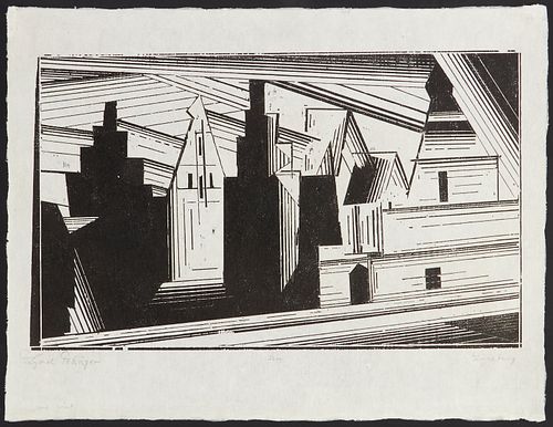 LYONEL FEININGER "OLD GABLES IN